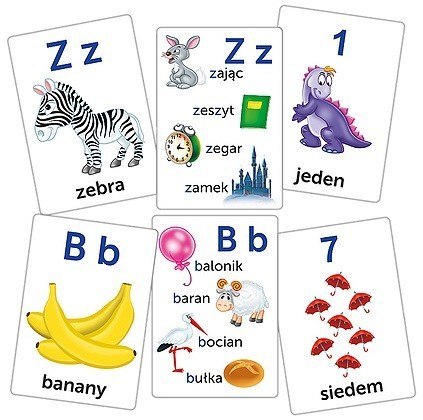 Gra Litery i Cyfry obrazkowe karty edukacyjne Adamigo Gra Litery i Cyfry obrazkowe karty edukacyjne Adamigo