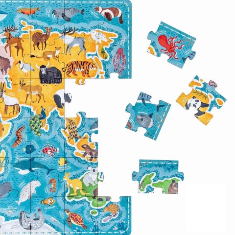 Puzzle 60 elementów Puzzlove - Mapa świata Zwierzęta CzuCzu Puzzle 60 elementów Puzzlove - Mapa świata Zwierzęta CzuCzu