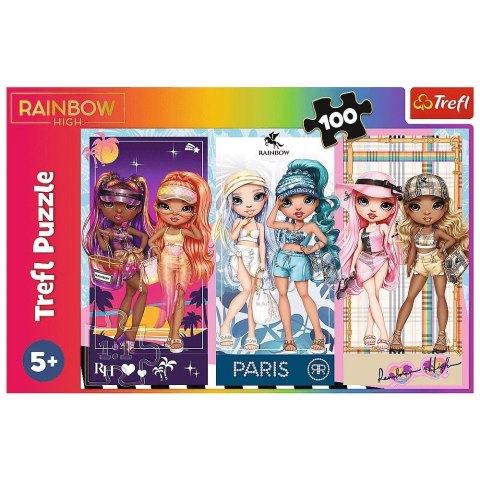 Puzzle 100 elementów Tęczowe laleczki Rainbow High Trefl Puzzle 100 elementów Tęczowe laleczki Rainbow High Trefl