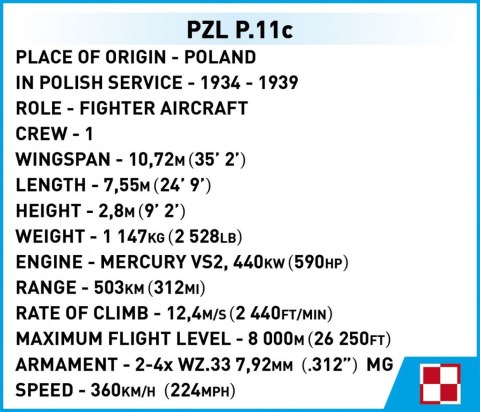 Klocki PZL P.11c Cobi Klocki Klocki PZL P.11c Cobi Klocki