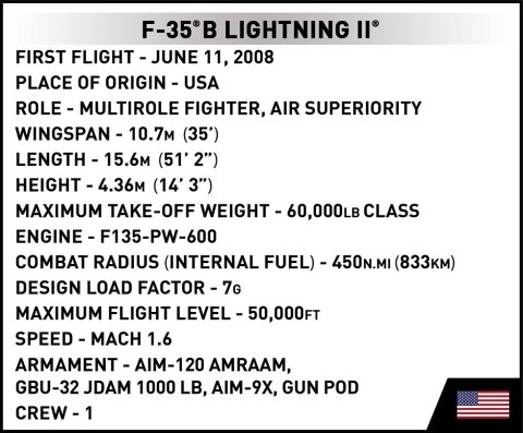 Klocki Armed Forces F-35B Lightning II 594 klocków Cobi Klocki Klocki Armed Forces F-35B Lightning II 594 klocków Cobi Klocki