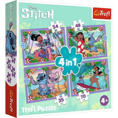 Puzzle 4w1 Szalony dzień Lilo i Stitch Trefl Puzzle 4w1 Szalony dzień Lilo i Stitch Trefl