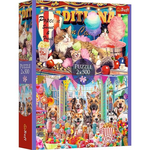 Puzzle 2x500 elementów Puszyści przyjaciele kotki pieski Trefl Puzzle 2x500 elementów Puszyści przyjaciele kotki pieski Trefl