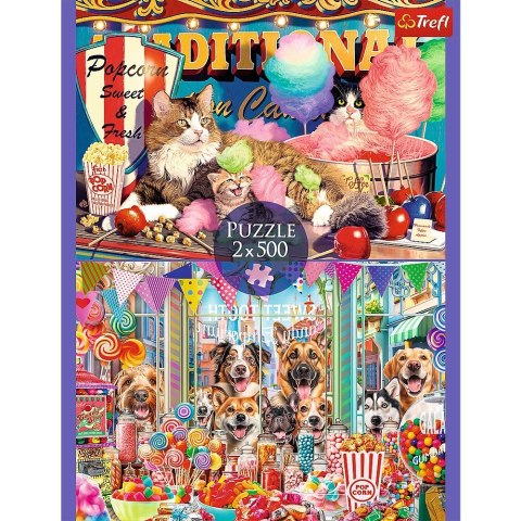 Puzzle 2x500 elementów Puszyści przyjaciele kotki pieski Trefl Puzzle 2x500 elementów Puszyści przyjaciele kotki pieski Trefl