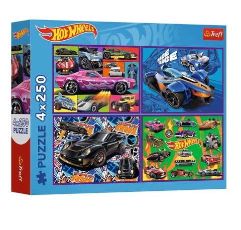 Puzzle 4x250 Wyścigowe auta Hot Wheels Trefl Puzzle 4x250 Wyścigowe auta Hot Wheels Trefl