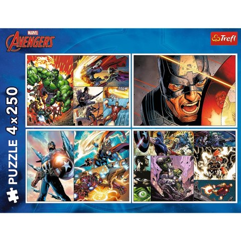 Puzzle 4x250 elementów Bohaterskie dni Avengers Trefl Puzzle 4x250 elementów Bohaterskie dni Avengers Trefl