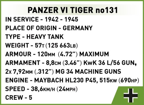 Klocki Panzer VI Tiger no131 Cobi Klocki Klocki Panzer VI Tiger no131 Cobi Klocki