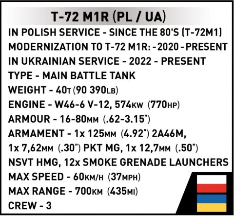 Klocki T-72M1R (PL/UA) Cobi Klocki Klocki T-72M1R (PL/UA) Cobi Klocki