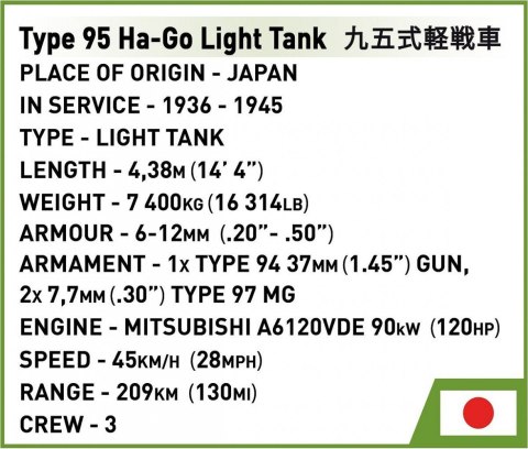 Type 95 Ha-Go Cobi Klocki Type 95 Ha-Go Cobi Klocki