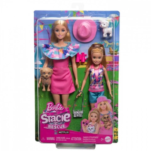 Zestaw lalek Barbie i Stacie z pieskami Mattel Zestaw lalek Barbie i Stacie z pieskami Mattel