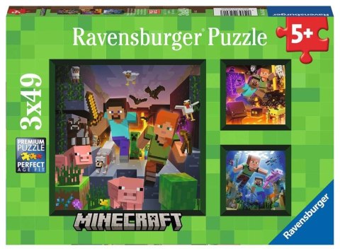 Puzzle 3x49 elementów Minecraft Ravensburger Polska Puzzle 3x49 elementów Minecraft Ravensburger Polska