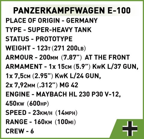 Klocki Panzerkampfwagen E-100 Cobi Klocki Klocki Panzerkampfwagen E-100 Cobi Klocki
