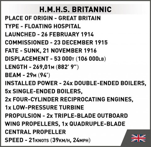 Klocki H.M.H.S. Britannic 636 klocków Cobi Klocki Klocki H.M.H.S. Britannic 636 klocków Cobi Klocki