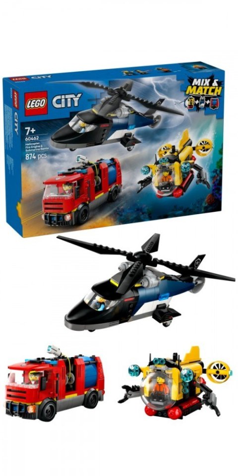 Klocki City 60462 Zestaw z helikopterem, wozem strażackim i łodzią LEGO Klocki City 60462 Zestaw z helikopterem, wozem strażackim i łodzią LEGO