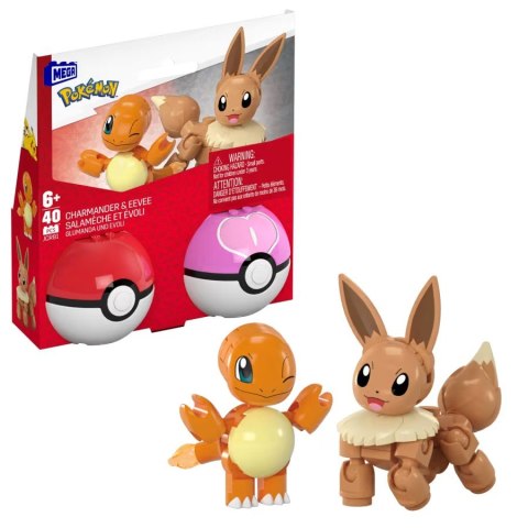 Klocki Mega Pokemon Pokeball 2-pak Charmander i Eevee Mega Bloks Klocki Mega Pokemon Pokeball 2-pak Charmander i Eevee Mega Bloks