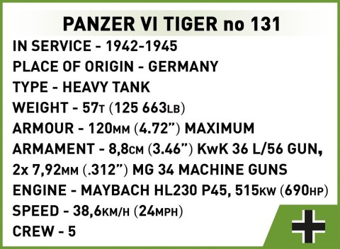 Klocki Panzer VI Tiger I no 131 Cobi Klocki Klocki Panzer VI Tiger I no 131 Cobi Klocki