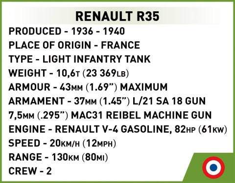 Klocki Renault R35 - Valentine IX - Panzer I Cobi Klocki Klocki Renault R35 - Valentine IX - Panzer I Cobi Klocki