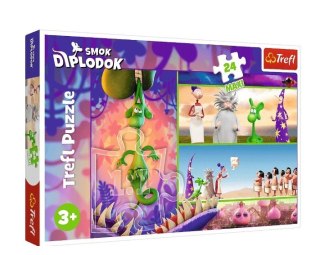 Puzzle 24 elementów Maxi Ciekawski Smok Diplodok Trefl