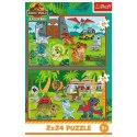 Puzzle 2x24 elementy Małe dinozaury Jurassic World Trefl
