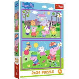 Puzzle 2x24 elementy Świnka Peppa na placu zabaw Trefl