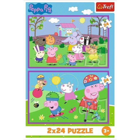 Puzzle 2x24 elementy Świnka Peppa na placu zabaw Trefl Puzzle 2x24 elementy Świnka Peppa na placu zabaw Trefl