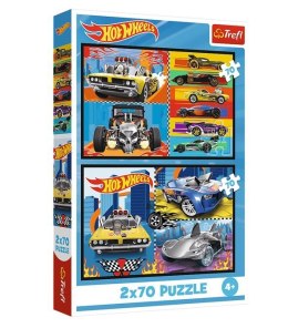 Puzzle 2x70 elementów Hot Wheels Samochodziki Trefl