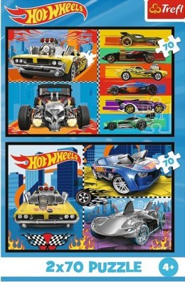 Puzzle 2x70 elementów Hot Wheels Samochodziki Trefl