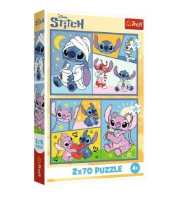 Puzzle 2x70 elementów Ze Stitchem nie ma nudy Trefl