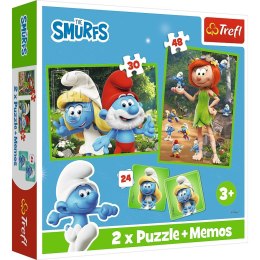 Puzzle 2w1 puzzle i memos Wesołe Zabawy Smerfów Trefl