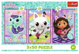 Puzzle 3x50 elementów Gabby i kotki Gabi Trefl
