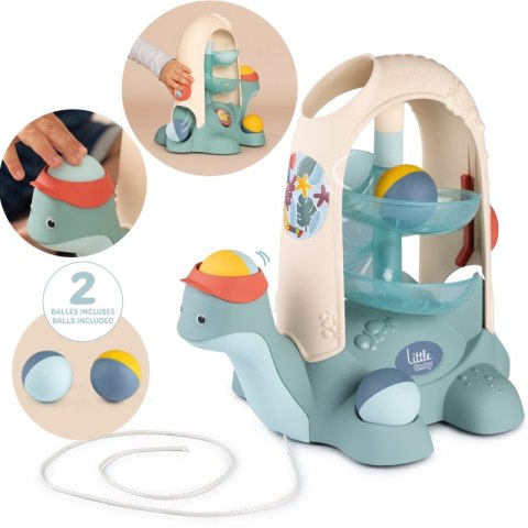 SMOBY LITTLE Żółw do Ciągnięcia ze Zjeżdżalnią dla Piłeczek 12m+ Smoby