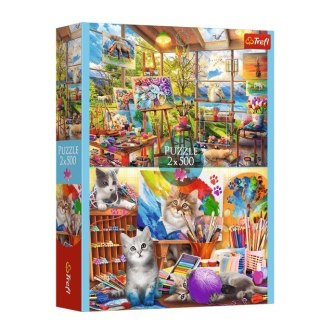 Puzzle 2x500 elementów Sztuka malowania Kotki Trefl