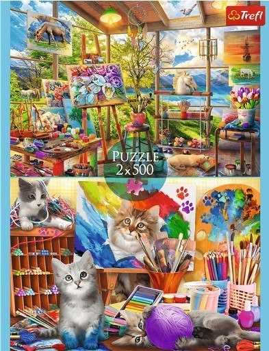 Puzzle 2x500 elementów Sztuka malowania Kotki Trefl Puzzle 2x500 elementów Sztuka malowania Kotki Trefl
