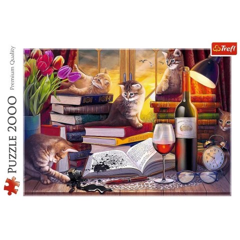 Puzzle 2000 elementów Koci wieczór Trefl