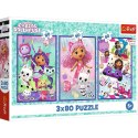 Puzzle 3x80 elementów Kolorowe dni Gabi Gabby Dollhouse Trefl