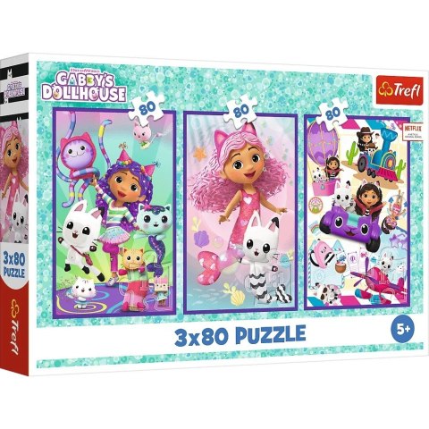 Puzzle 3x80 elementów Kolorowe dni Gabi Gabby Dollhouse Trefl Puzzle 3x80 elementów Kolorowe dni Gabi Gabby Dollhouse Trefl