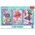 Puzzle 3x80 elementów Kolorowe dni Gabi Gabby Dollhouse Trefl