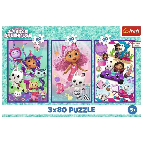 Puzzle 3x80 elementów Kolorowe dni Gabi Gabby Dollhouse Trefl Puzzle 3x80 elementów Kolorowe dni Gabi Gabby Dollhouse Trefl
