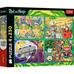 Puzzle 4x250 elementów Rick i Morty Zakręcony świat Trefl