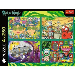 Puzzle 4x250 elementów Rick i Morty Zakręcony świat Trefl