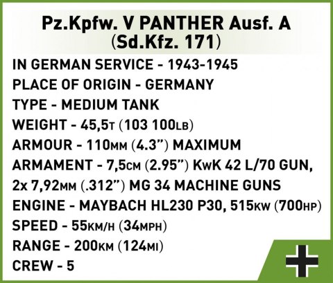 Klocki Pz.Kpfw.V Panther Ausf.A 1152 klocki Cobi Klocki Klocki Pz.Kpfw.V Panther Ausf.A 1152 klocki Cobi Klocki
