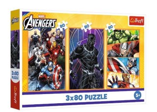 Puzzle 3x80 elementów Dni pełne akcji Avengers Trefl