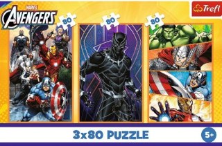 Puzzle 3x80 elementów Dni pełne akcji Avengers Trefl