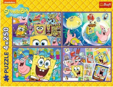 Puzzle 4x250 elementów SpongeBob Szalony świat Trefl Puzzle 4x250 elementów SpongeBob Szalony świat Trefl