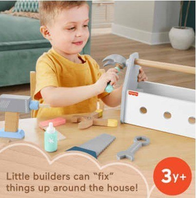 Drewniana skrzynka z narzędziami Fisher Price Drewniana skrzynka z narzędziami Fisher Price