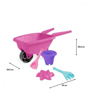 Taczka z kompletem do piasku różowa Wader
