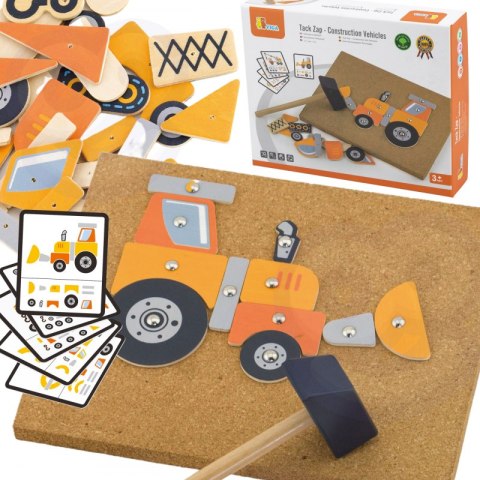 VIGA Drewniana Przybijanka Pojazdy budowlane 45 elementów Montessori Viga Toys VIGA Drewniana Przybijanka Pojazdy budowlane 45 elementów Montessori Viga Toys