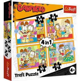Puzzle 4w1 Garfield kocha lazanie Trefl