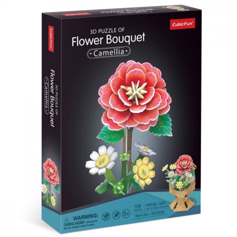 Puzzle 3D Bukiet kwiatów - Kamelie Cubic Fun