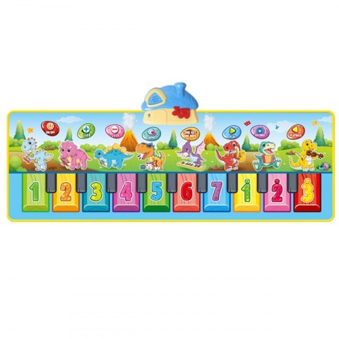 WOOPIE Mata Muzyczna XXL Dinusie 2w1 Pianinko 8 Melodii 110cm Woopie